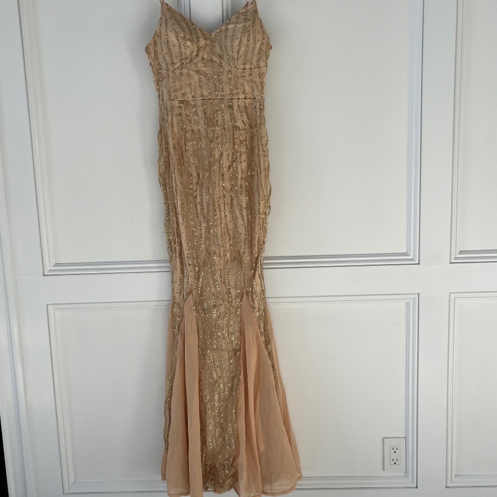 Catwalk Connections Prom & Evening Gold Mermaid Dress NEW